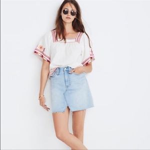 Madewell Rigid Denim A-Line Mini Skirt Cutout Edition 28